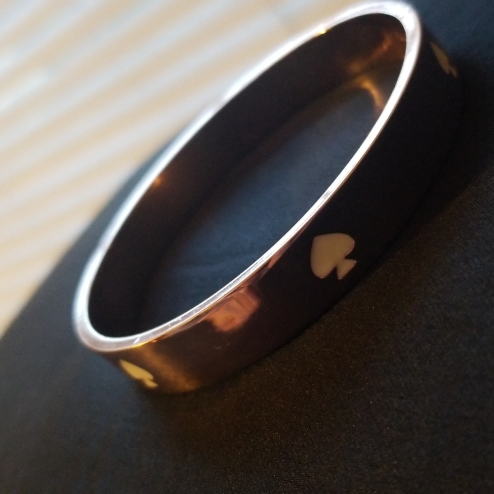 Kate Spade Rose Gold Bangle with white Spades